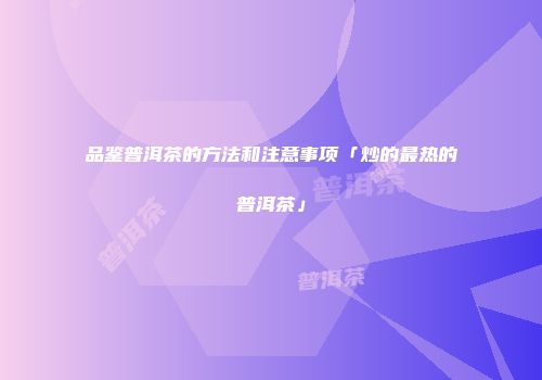 品鉴普洱茶的方法和注意事项「炒的最热的普洱茶」