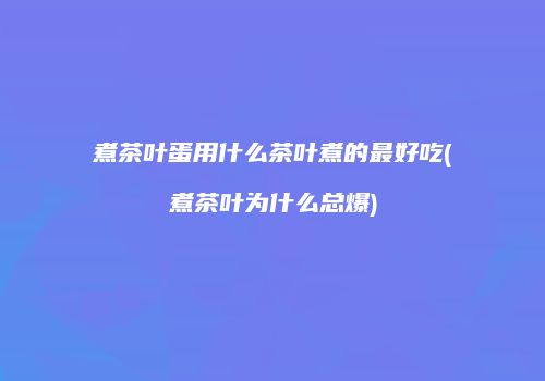 煮茶叶蛋用什么茶叶煮的最好吃(煮茶叶为什么总爆)