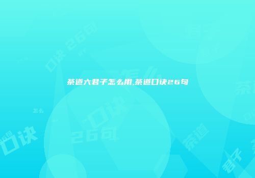 茶道六君子怎么用,茶道口诀26句