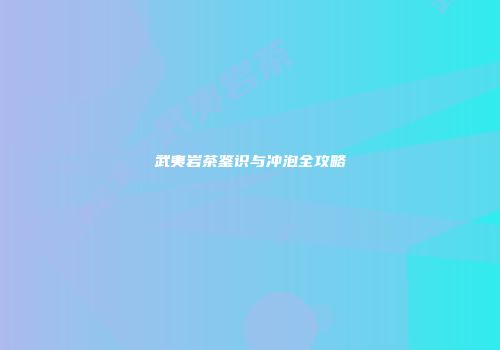 武夷岩茶鉴识与冲泡全攻略