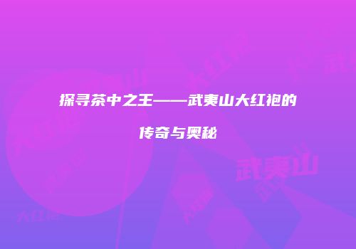 探寻茶中之王——武夷山大红袍的传奇与奥秘