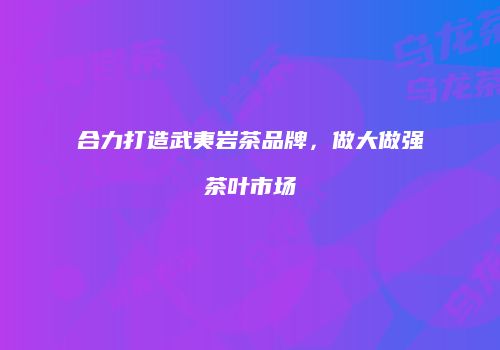 合力打造武夷岩茶品牌，做大做强茶叶市场