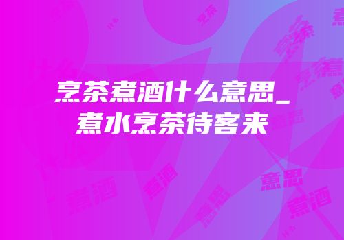 烹茶煮酒什么意思_煮水烹茶待客来