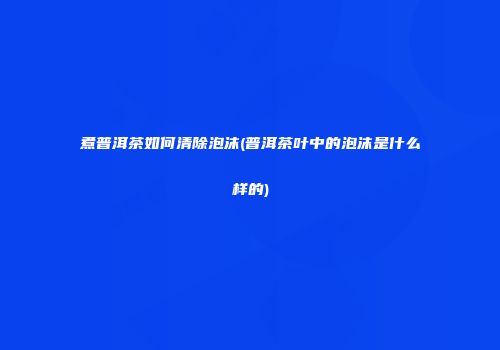 煮普洱茶如何清除泡沫(普洱茶叶中的泡沫是什么样的)