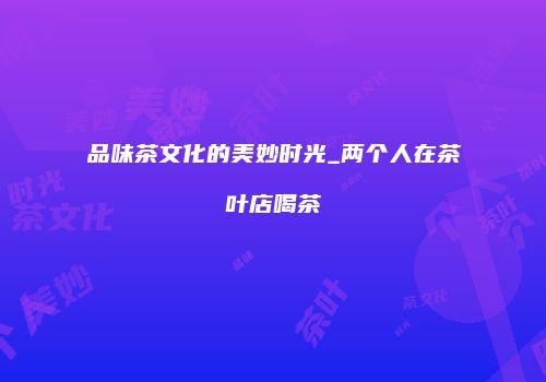 品味茶文化的美妙时光_两个人在茶叶店喝茶