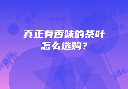 真正有香味的茶叶怎么选购？