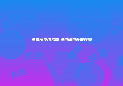 煮茶器使用指南,煮茶器茶叶放在哪