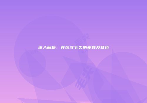 深入解析：芽茶与毛尖的差异及特色