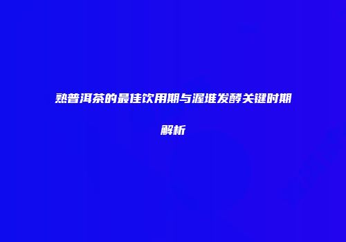 熟普洱茶的最佳饮用期与渥堆发酵关键时期解析