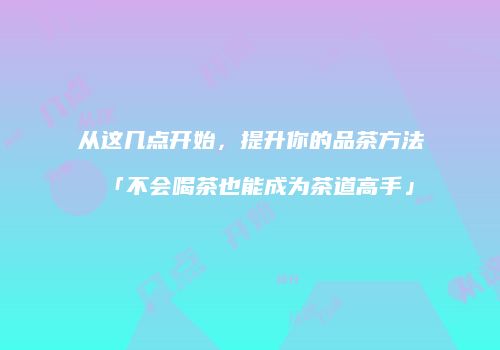 从这几点开始，提升你的品茶方法「不会喝茶也能成为茶道高手」