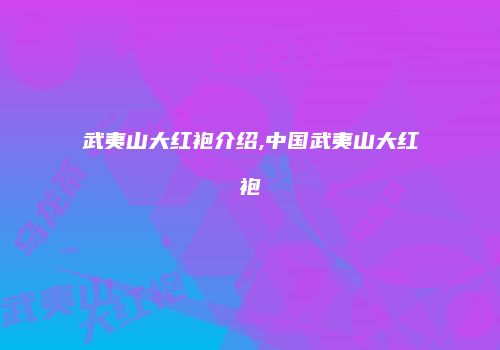 武夷山大红袍介绍,中国武夷山大红袍
