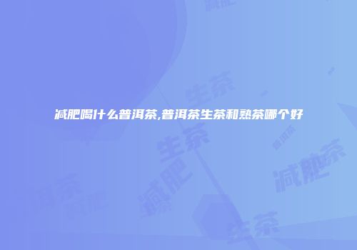 减肥喝什么普洱茶,普洱茶生茶和熟茶哪个好
