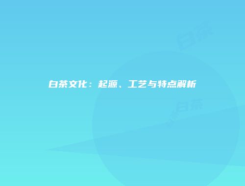 白茶文化：起源、工艺与特点解析