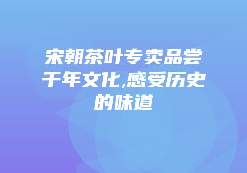 宋朝茶叶专卖品尝千年文化,感受历史的味道