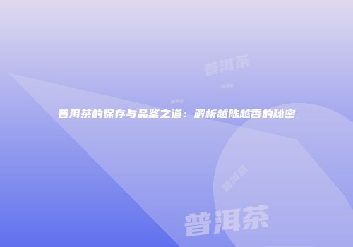 普洱茶的保存与品鉴之道：解析越陈越香的秘密