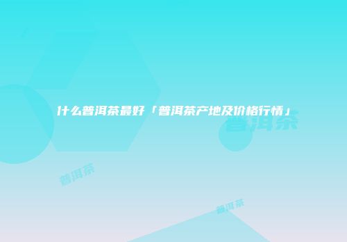 什么普洱茶最好「普洱茶产地及价格行情」