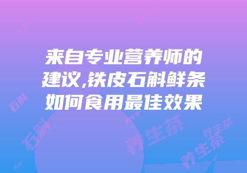 来自专业营养师的建议,铁皮石斛鲜条如何食用最佳效果