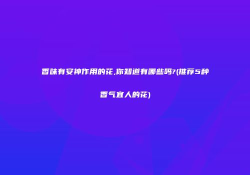 香味有安神作用的花,你知道有哪些吗?(推荐5种香气宜人的花)