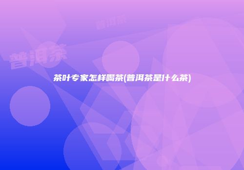 茶叶专家怎样喝茶(普洱茶是什么茶)