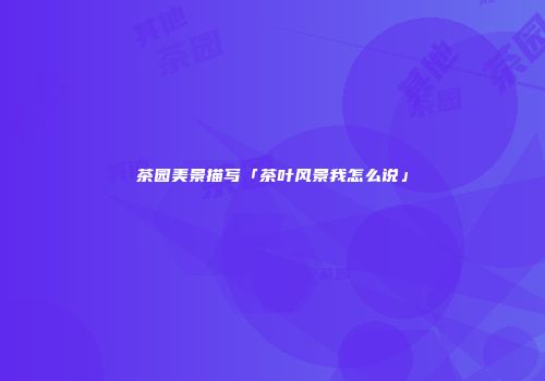 茶园美景描写「茶叶风景我怎么说」