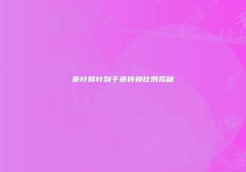 茶叶鲜叶到干茶转换比例揭秘