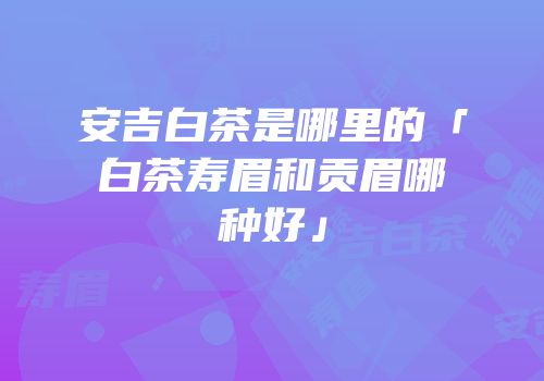 安吉白茶是哪里的「白茶寿眉和贡眉哪种好」