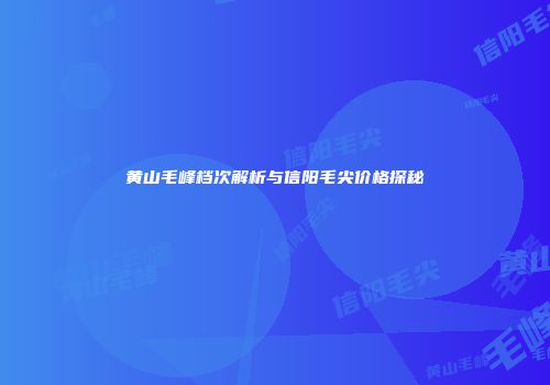 黄山毛峰档次解析与信阳毛尖价格探秘