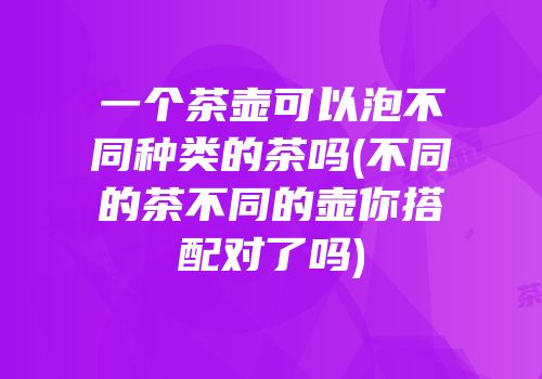 一个茶壶可以泡不同种类的茶吗(不同的茶不同的壶你搭配对了吗)