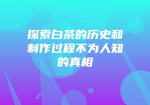 探索白茶的历史和制作过程不为人知的真相