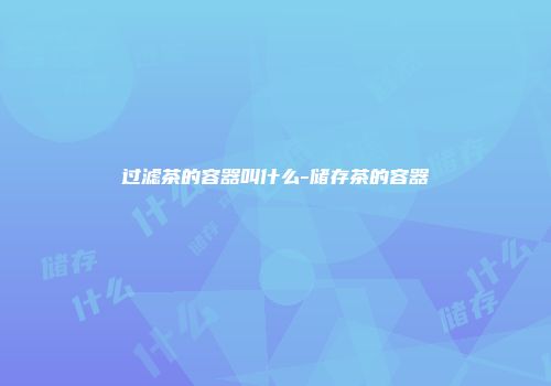 过滤茶的容器叫什么-储存茶的容器