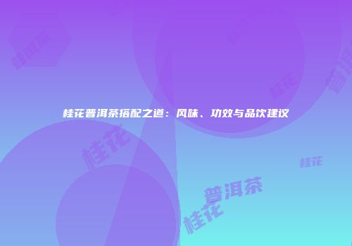 桂花普洱茶搭配之道：风味、功效与品饮建议