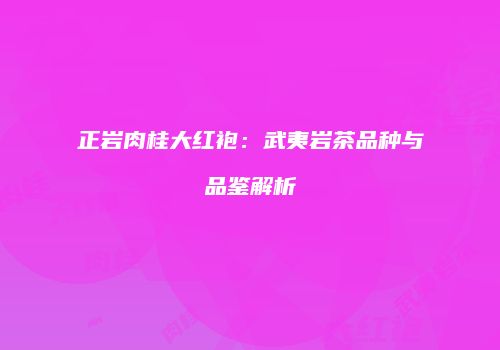 正岩肉桂大红袍：武夷岩茶品种与品鉴解析
