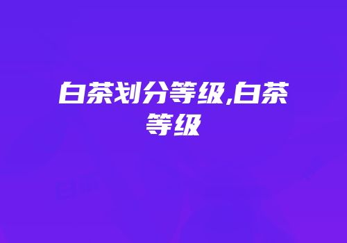 白茶划分等级,白茶等级