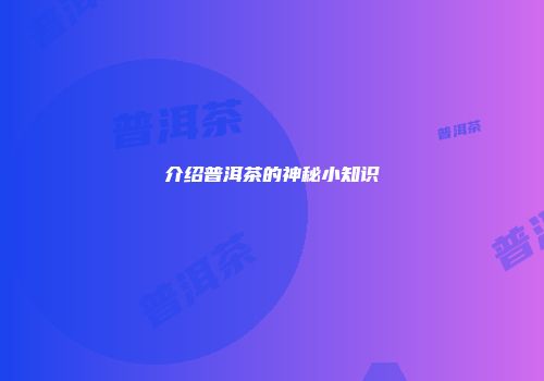 介绍普洱茶的神秘小知识