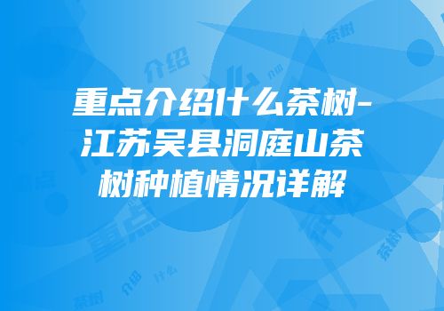 重点介绍什么茶树-江苏吴县洞庭山茶树种植情况详解