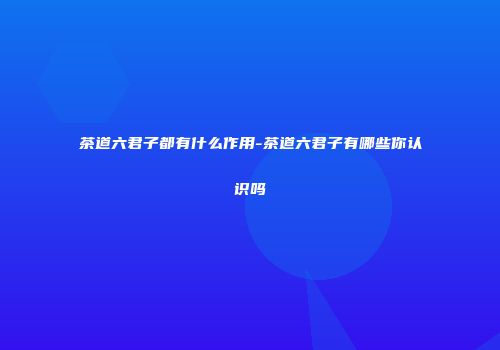 茶道六君子都有什么作用-茶道六君子有哪些你认识吗