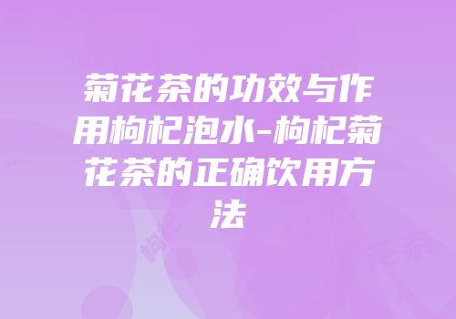 菊花茶的功效与作用枸杞泡水-枸杞菊花茶的正确饮用方法