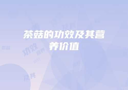 茶菇的功效及其营养价值