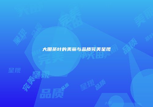 大田茶叶的美丽与品质完美呈现