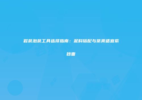 岩茶泡茶工具选择指南：泥料搭配与茶类适宜紫砂壶