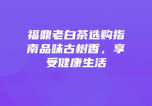 福鼎老白茶选购指南品味古树香，享受健康生活