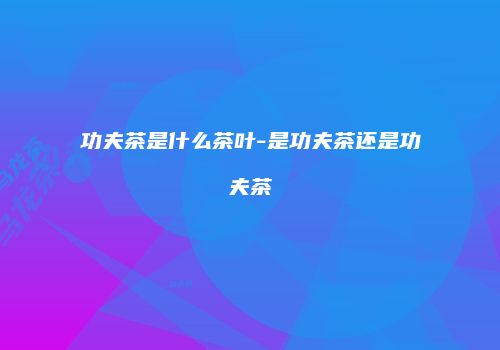 功夫茶是什么茶叶-是功夫茶还是功夫茶