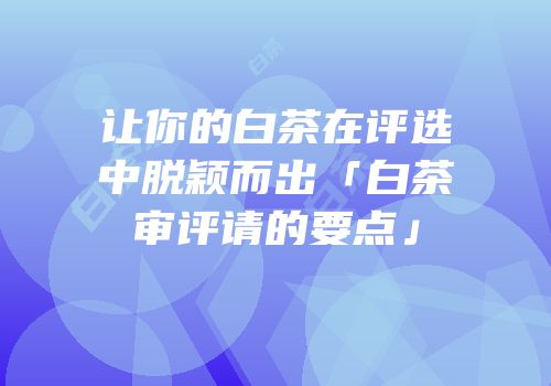 让你的白茶在评选中脱颖而出「白茶审评请的要点」