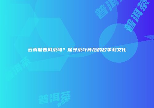 云南能普洱茶吗？探寻茶叶背后的故事和文化