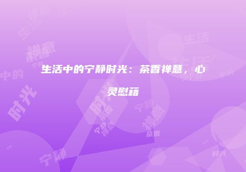 生活中的宁静时光：茶香禅意，心灵慰藉