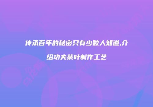 传承百年的秘密只有少数人知道,介绍功夫茶叶制作工艺