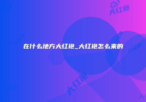 在什么地方大红袍_大红袍怎么来的
