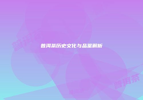 普洱茶历史文化与品鉴解析