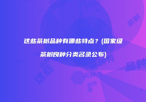 这些茶树品种有哪些特点？(国家级茶树良种分类名录公布)