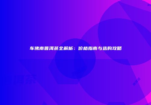 车佛南普洱茶全解析：价格指南与选购攻略